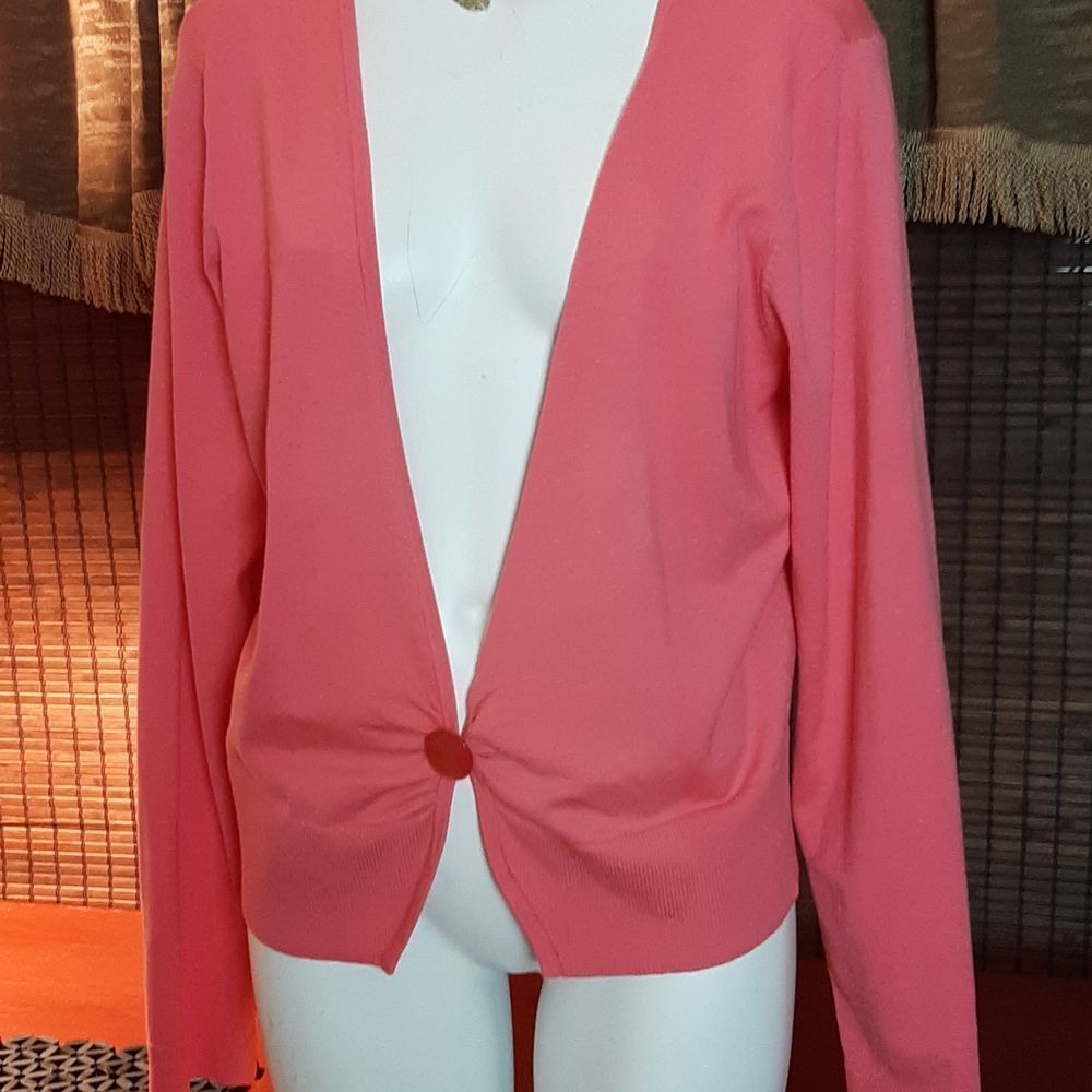 MODA INTERNATIONAL Woman's  FushaPink Silk Carnigan‎ Sweater XL - Picture 3 of 10